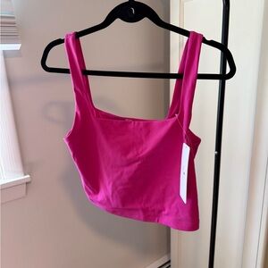 Bright Fuchsia Square-Neck Cropped Tank